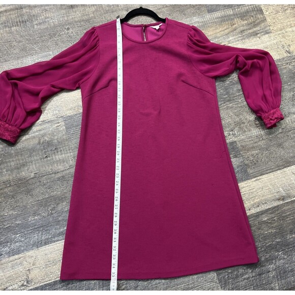 Nanette Lepore Dress Size 6 Red Pomegranate Lace Semi Sheer Sleeve - Picture 15 of 16